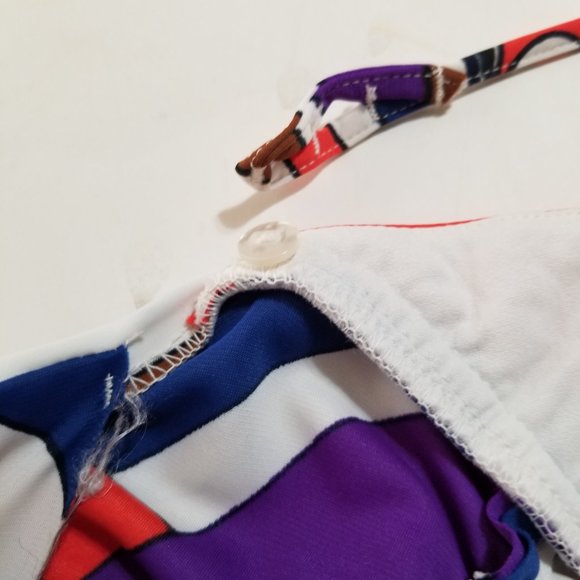 XXS - XS 00 - 0 Elisabeth Stewart Vintage 70s Halter Top Maxi Dress Geometric - Picture 5 of 8